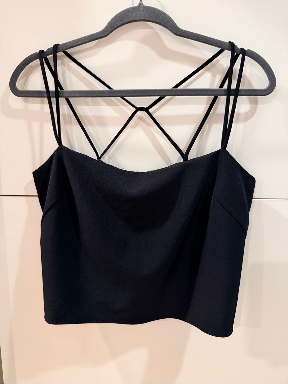 Milly Emery Camisole Black Strappy Crisscross Back Crop Top Size 10 NWT